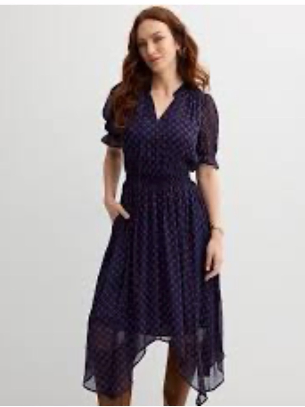 Draper James Navy Dress with White Polka Dots